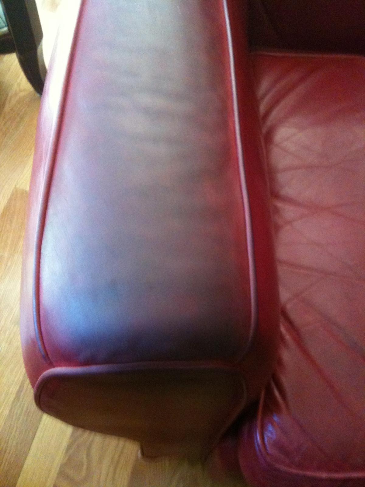 Leather Arm Color Restoration — before repair