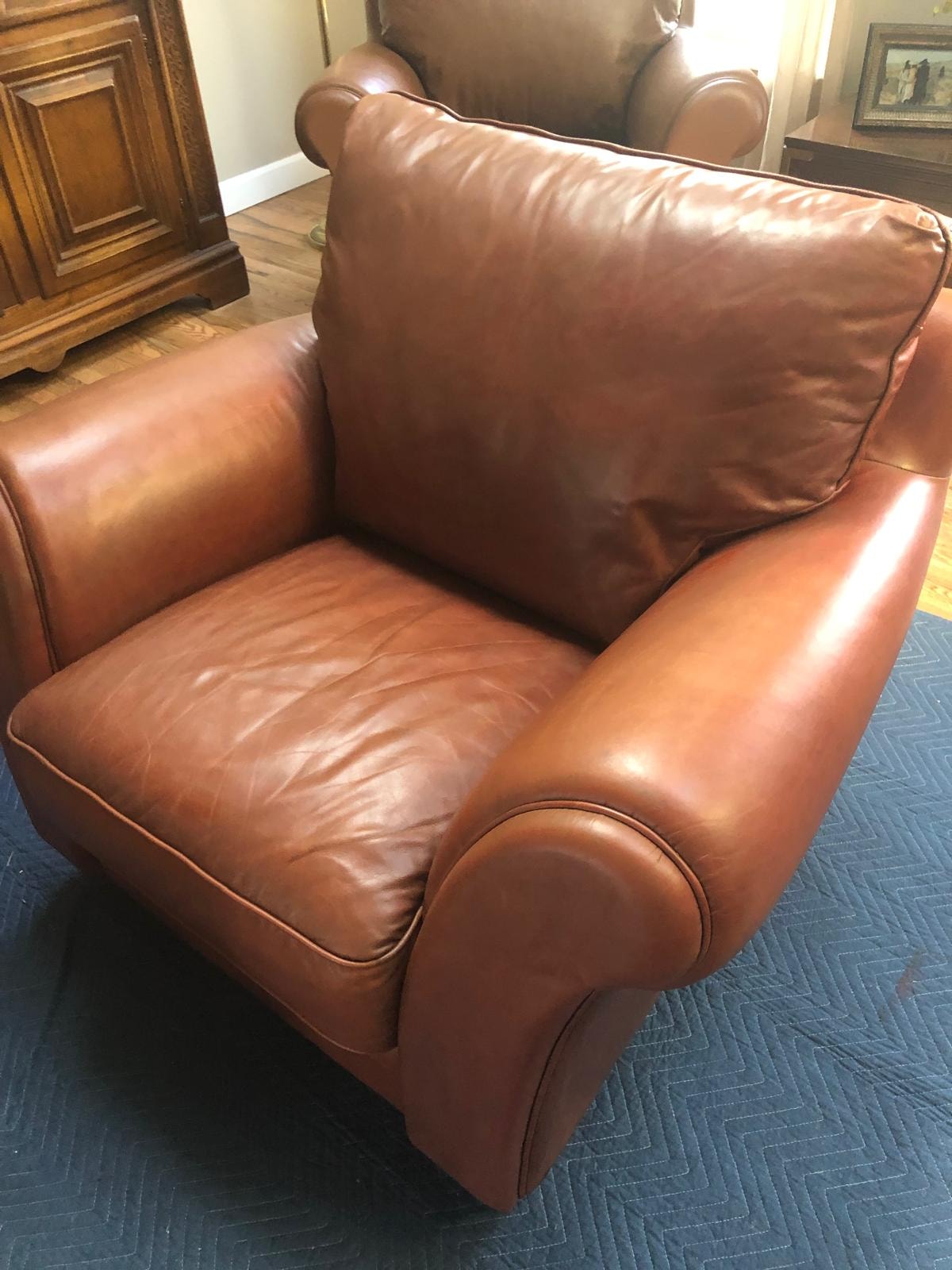 Leather Chair Dye Color Change — before repair