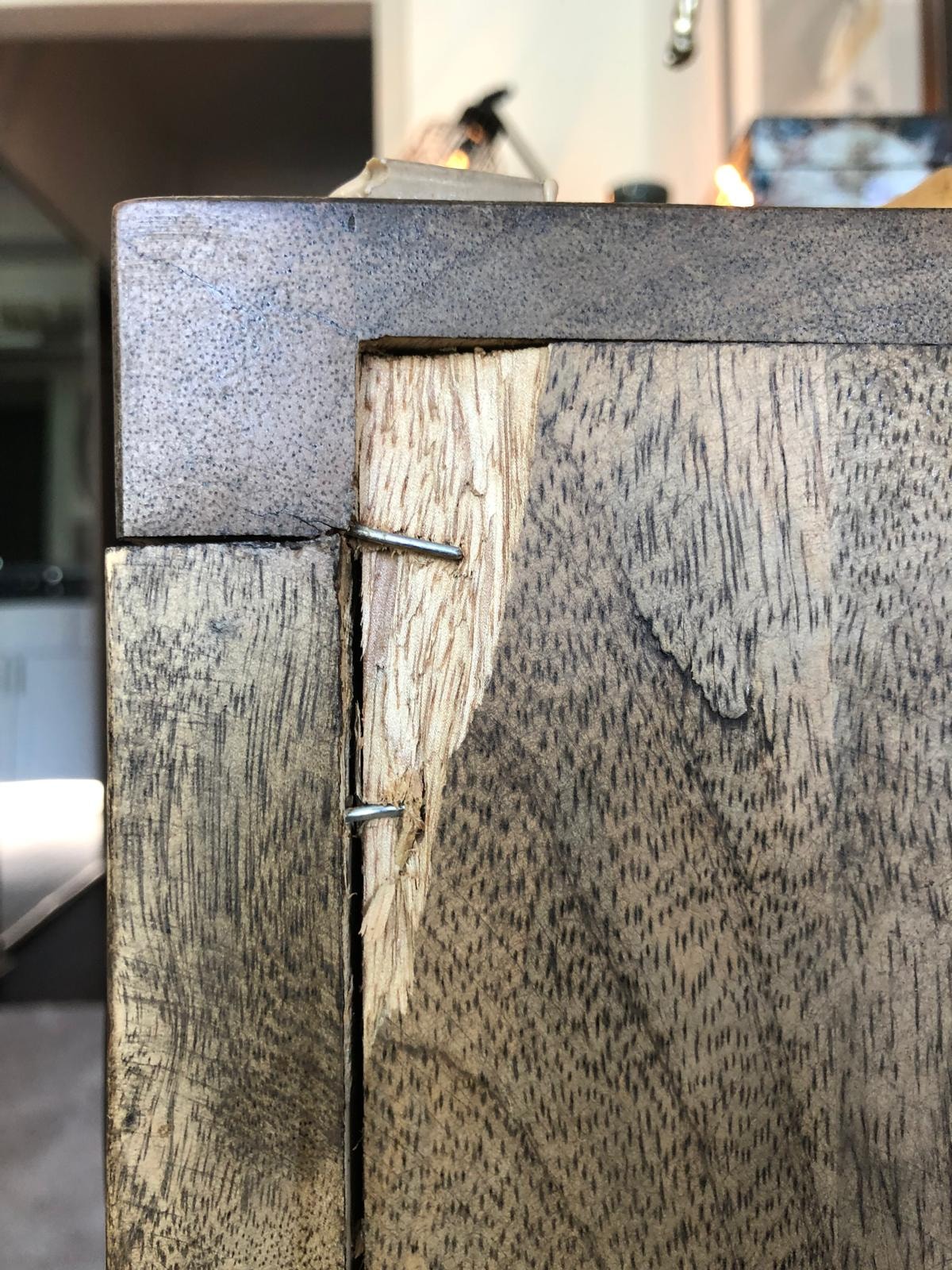 Dresser Side Repair — before repair