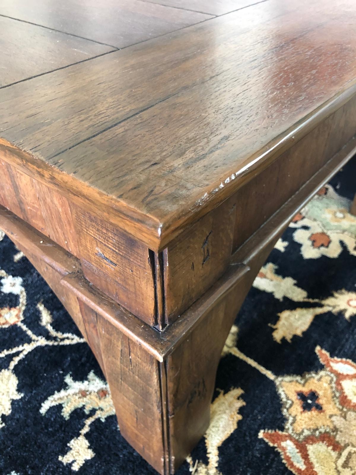 Coffee Table Corner Repair — after repair